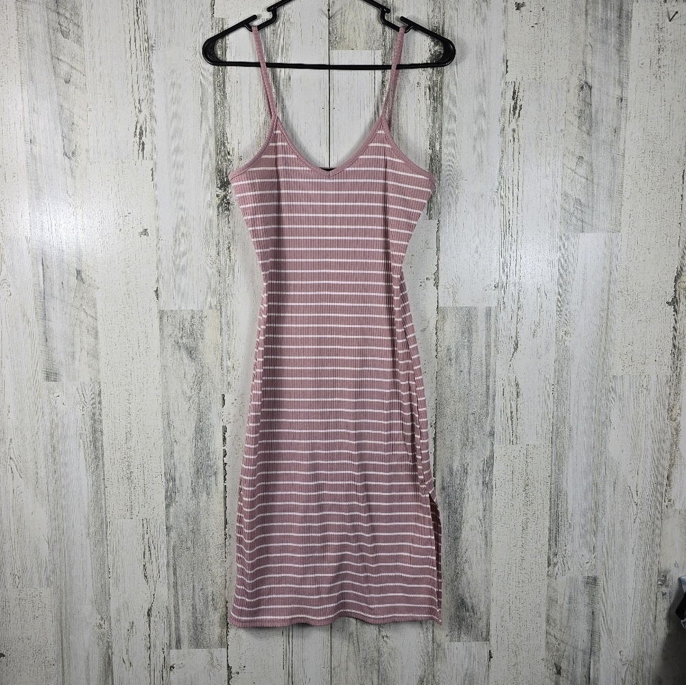 body glove spaghetti strap pink and white striped maxi dress women's small